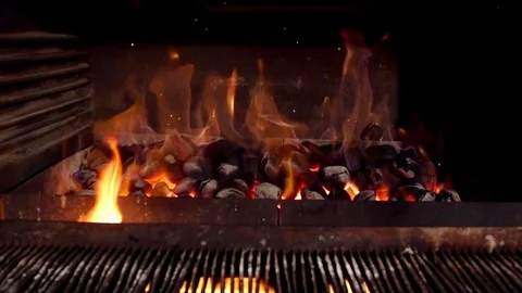 Burning coals in slow motion Stock Footage 82584936