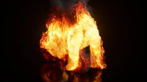Burning Collection. Fire takes the form of animals. Running gorilla. 3d Illus Stock Illustration