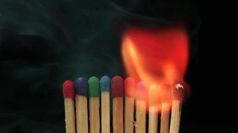 Burning colorful matches Stock Footage 36677853