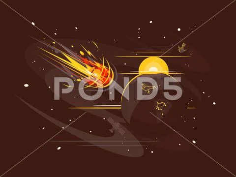 Burning comet in space Stock Illustration