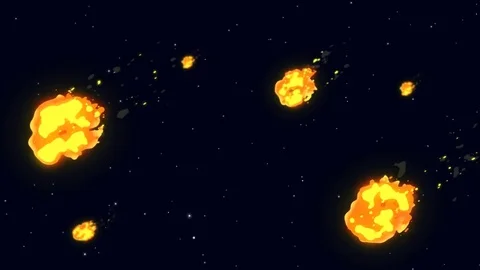 Burning comets fly in space Stock Footage 73380442