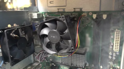 Burning computer on fire overheating Stock Footage 68102520