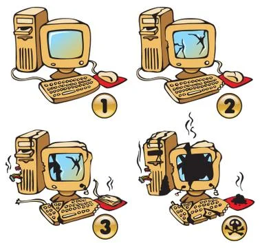 Burning Computer Stock Illustration