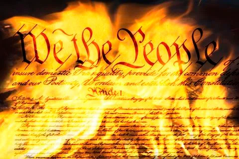 Burning the Constitution of the US Stock Photos