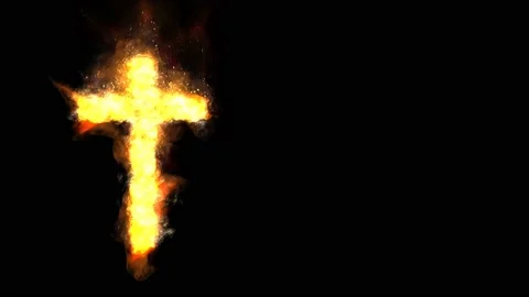Burning Cross on Black 4K Background Stock Footage 203563667