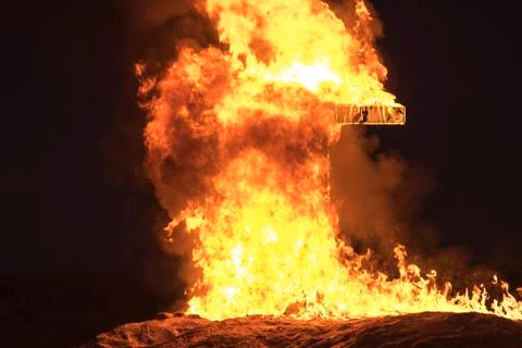Burning Cross at night Stock Photos