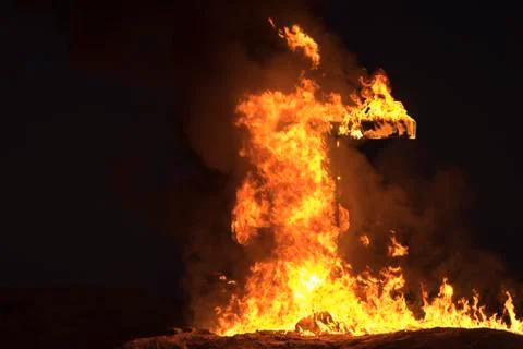 Burning Cross at night Stock Photos