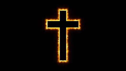 Burning cross symbol on black | Stock Video | Pond5