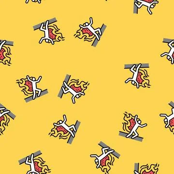Burning dangerous man accident vector seamless pattern Stock Illustration