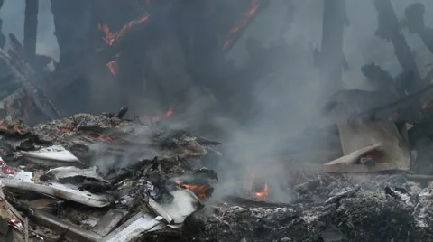 Burning Debris Close Up Stock Footage 44902926