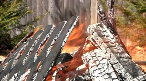 Burning debris Stock Footage 10881177