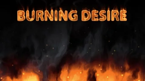 Burning Desire Text with Ground Fire and Smoke on Black Background Stock Footage 342316084