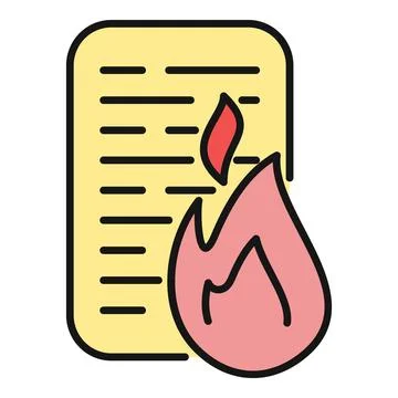Burning document destroying confidential information with fire icon Stock Illustration