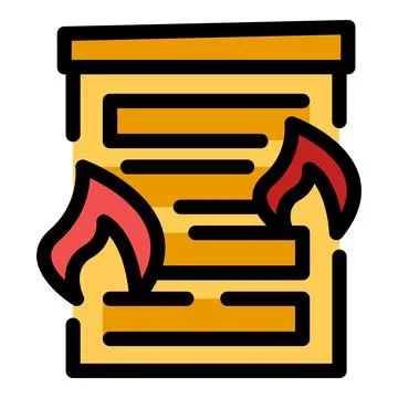 Burning document with flames, representing lost information and potential ris Stock Illustration
