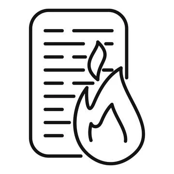 Burning document icon representing destroyed evidence Stock Illustration