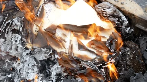 Burning documents and papers Stock Footage 103799949