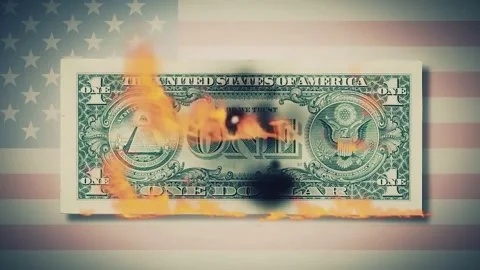 Burning Dollar Bills Close Up Fire Consuming Money Financial Crisis Concept Stock Footage 331774107