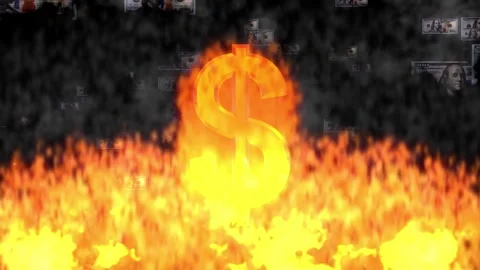 Burning Dollar /  Fire Dollar Sign Background Stock Footage 271051890