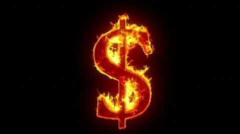 Burning dollar sign Stock Footage