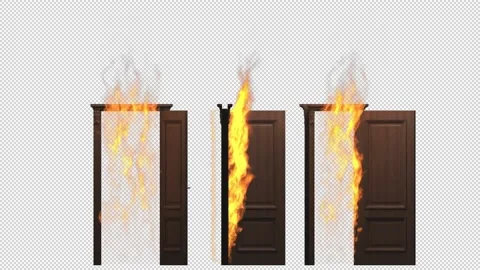 The burning door has opened and the fire is burning Stock Footage 231022288