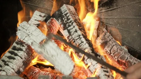 Burning down wood close up Stock Footage 62237046