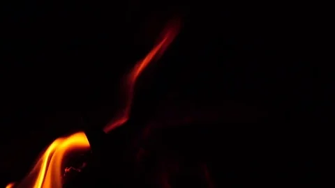 Burning dry branches and firewood. Slow shooting of fire Stock Footage