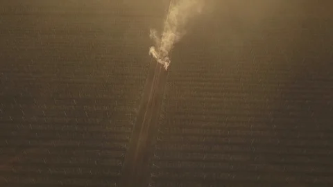 Burning dry grass. Disaster in the forest aerial view. Fires in the summer Stock-Footage 128515548