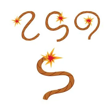 Burning dynamite fuse with a sparking flame Stock Illustration