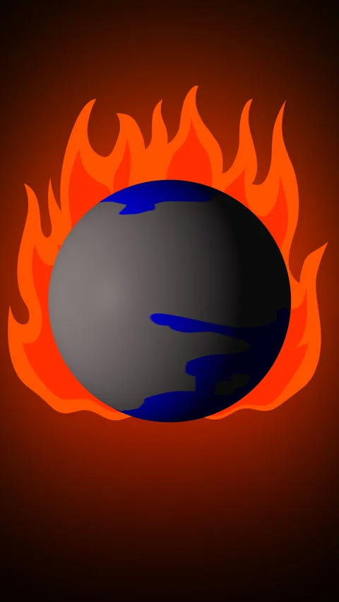 Burning Earth and Global Warming Concept with Flames and Climate Change Cris Video stock 338363264