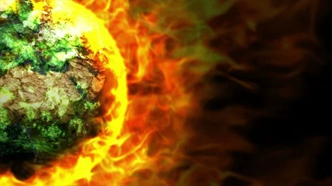Burning Earth, Global Warming and Climate Change Concept, Animation, Loop Video stock 212304348