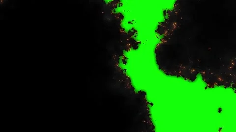 Burning Effect on Green Screen Solid Color. Burn Effect Stock Footage 266162615