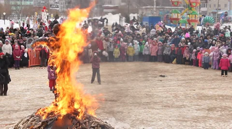 Burning effigy of Carnival Stock Footage 35740848