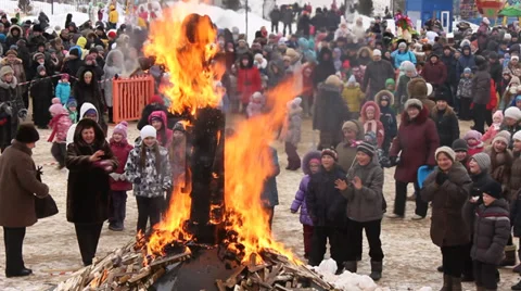 Burning effigy of Carnival Stock Footage 35741272