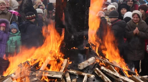 Burning effigy of Carnival Stock Footage 35741715