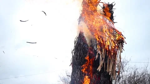 Burning Effigy Of Carnival Stock Footage 62023029