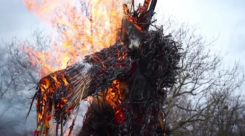 Burning Effigy Of Carnival Stock Footage 62023165