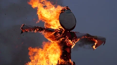The burning of an effigy of Maslenitsa Stock Footage 47262350
