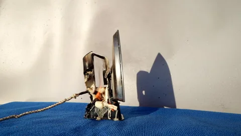 Burning Electric kettle. Electric kettle for tea caught on fire over table Stock Footage 286206524
