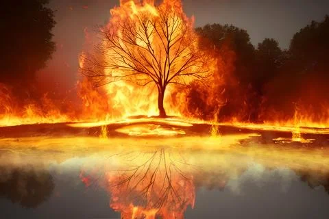Burning Ember Tree Stock Illustration