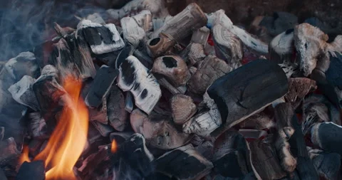 Burning embers close up 4k Stock-Footage 242503330