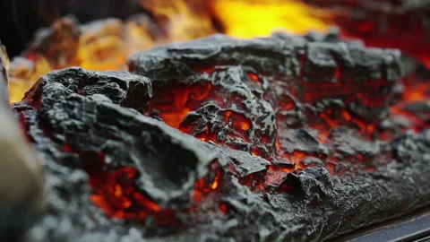 Burning embers in the fire. Stock Footage 196094876