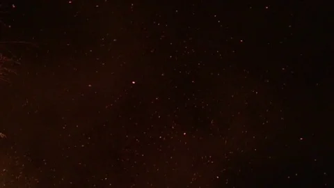 Burning Embers from a Garden Bonfire float through an overcast Autumn Night Stock-Footage 84676516