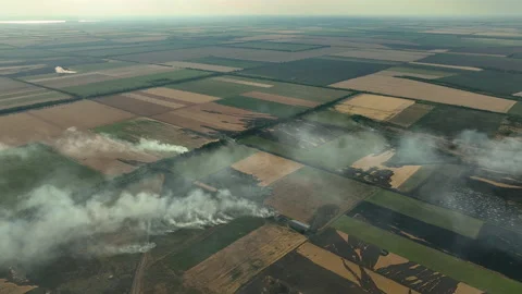 Burning fields of Kherson region 2022 Stock Footage 221514620