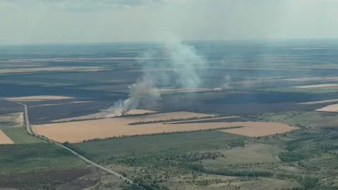 Burning fields of Kherson region 2022 Stock Footage 221514852