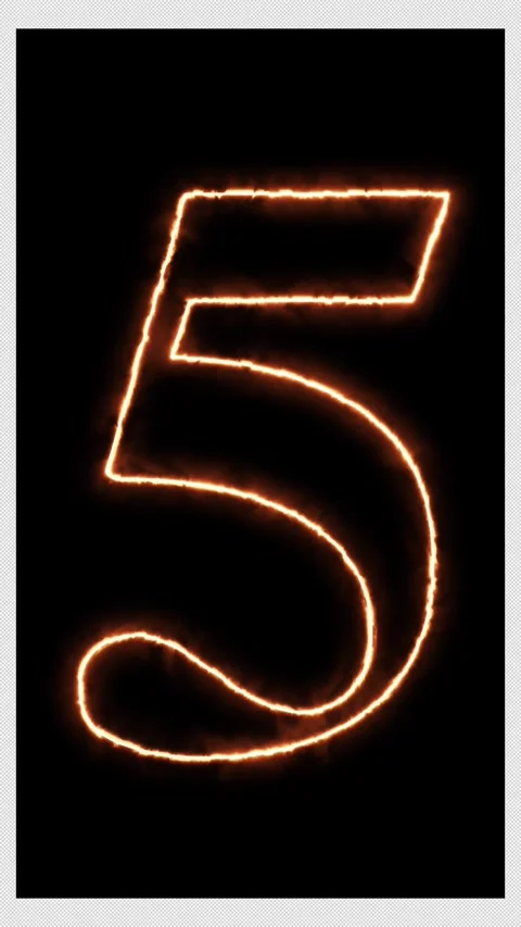 Burning fiery number five loop animation Stock Footage 341675235