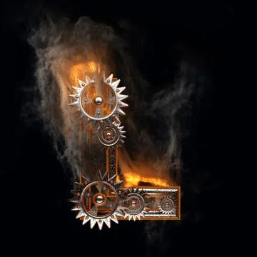 Burning figure with gears Stock Illustration