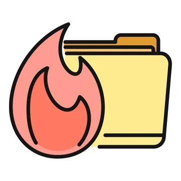 Burning file folder icon representing data deletion 스톡 일러스트