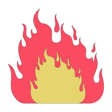 Burning fire 2D linear cartoon object Stock Illustration