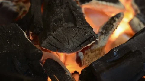 Burning fire and bright coals Stock Footage 73131879