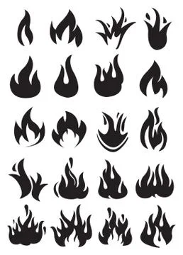 Burning Fire and Flame Vector Isolated on White Illustrazione stock